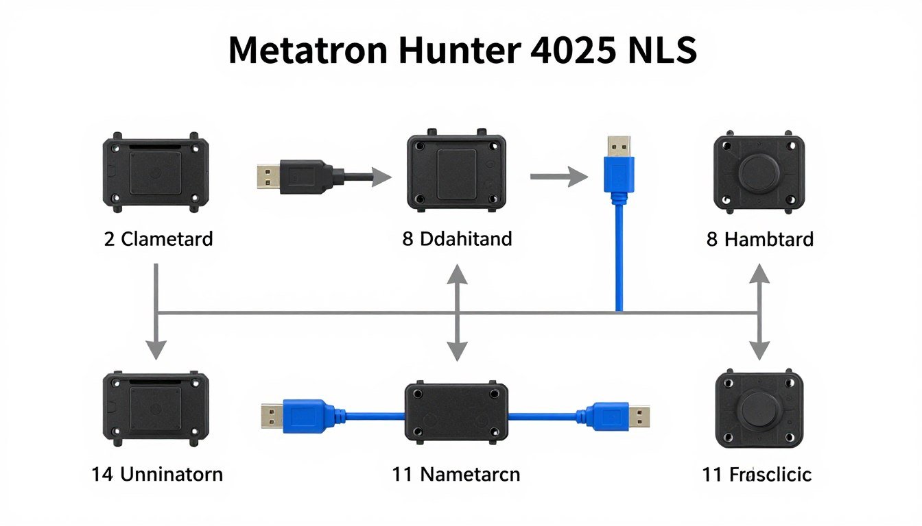 Diagrama de conexión mostrando todos los cables del Metatron Hunter 4025 NLS Diagrama de conexión mostrando todos los cables del Metatron Hunter 4025 NLS