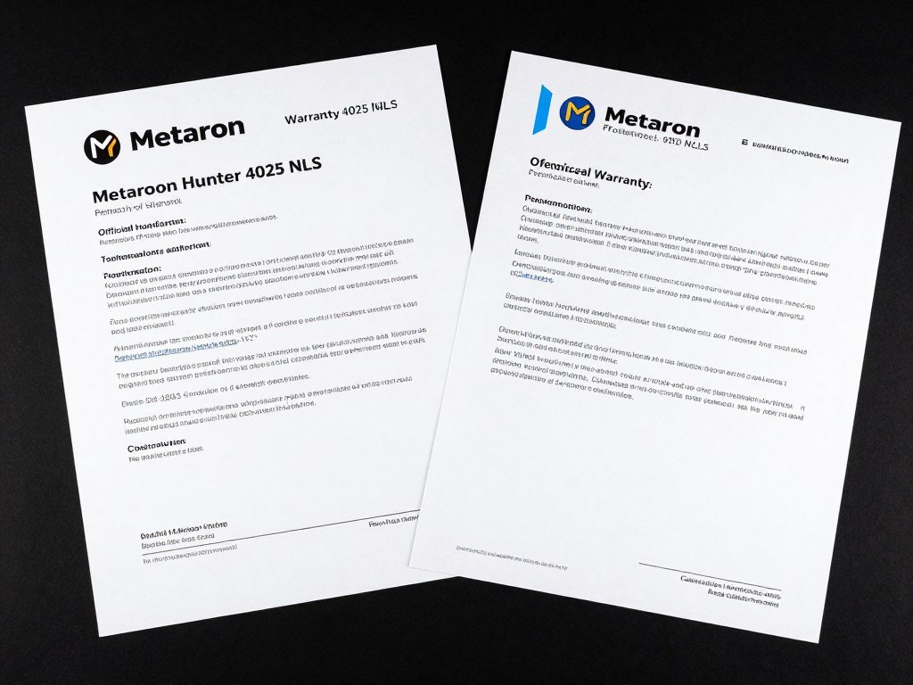 Documento de garantía del Metatron Hunter 4025 NLS con términos y condiciones