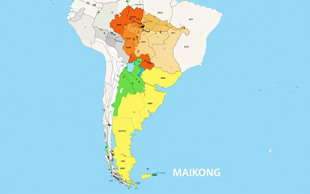 Mapa de Argentina mostrando territorios de distribución de MAIKONG