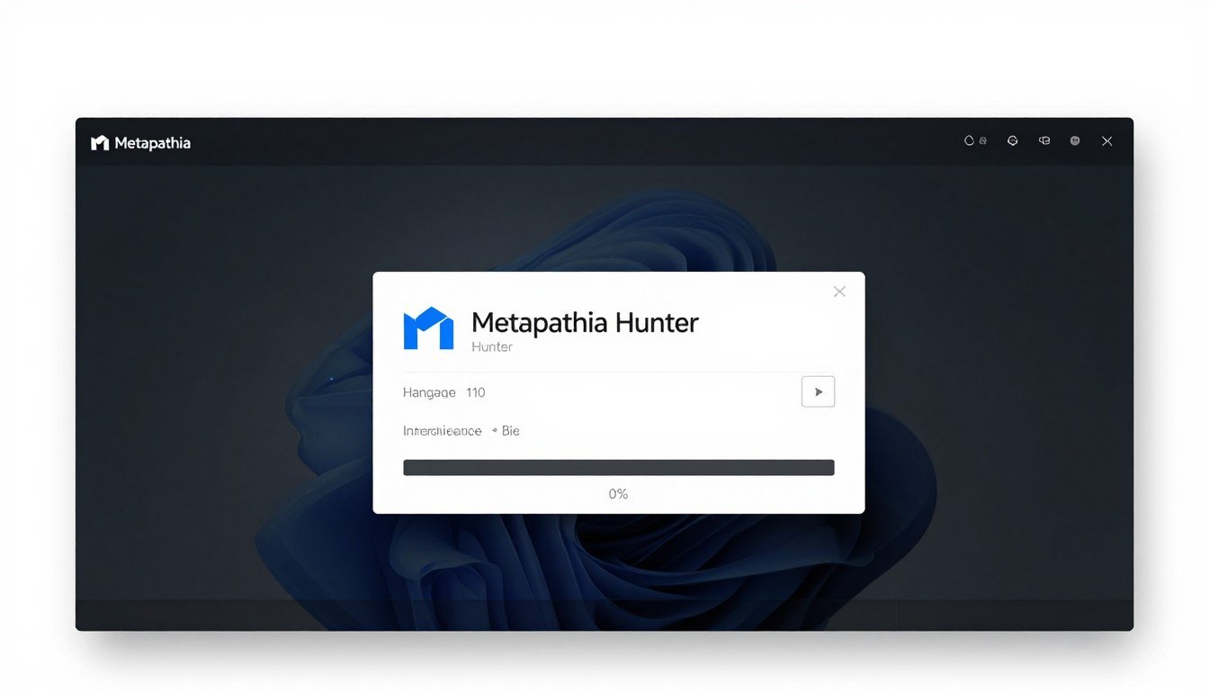Pantalla de instalación inicial del software Metapathia Hunter en Windows Pantalla de instalación inicial del software Metapathia Hunter en Windows