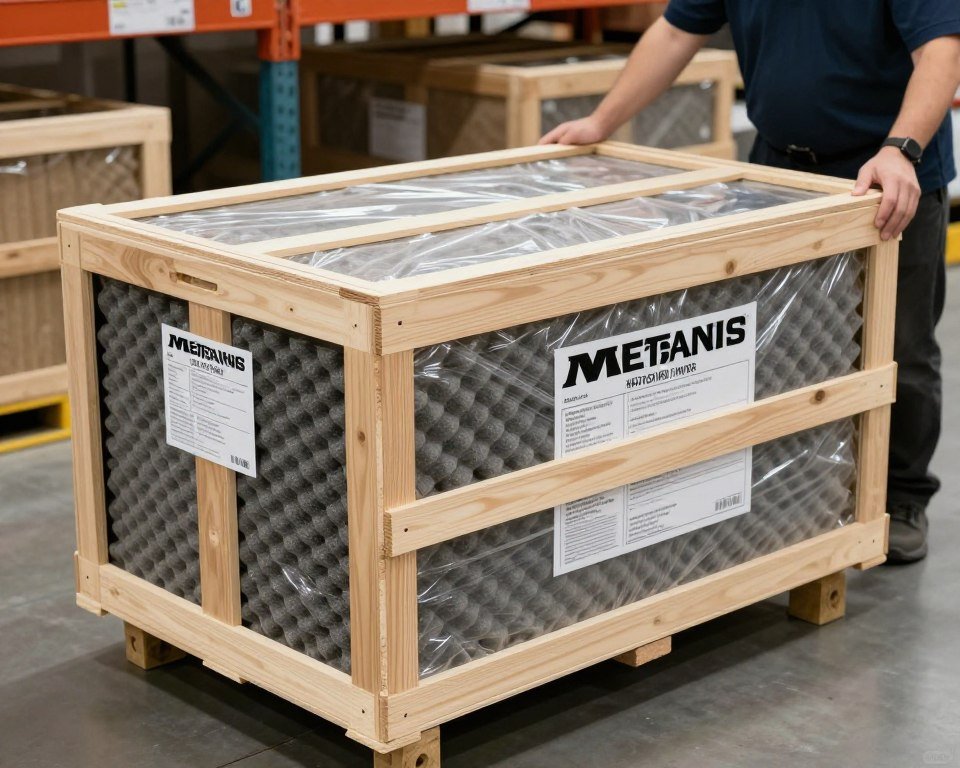 Proceso de embalaje profesional del Metatron Hunter 4025 en caja de madera para exportación Proceso de embalaje profesional del Metatron Hunter 4025 en caja de madera para exportación