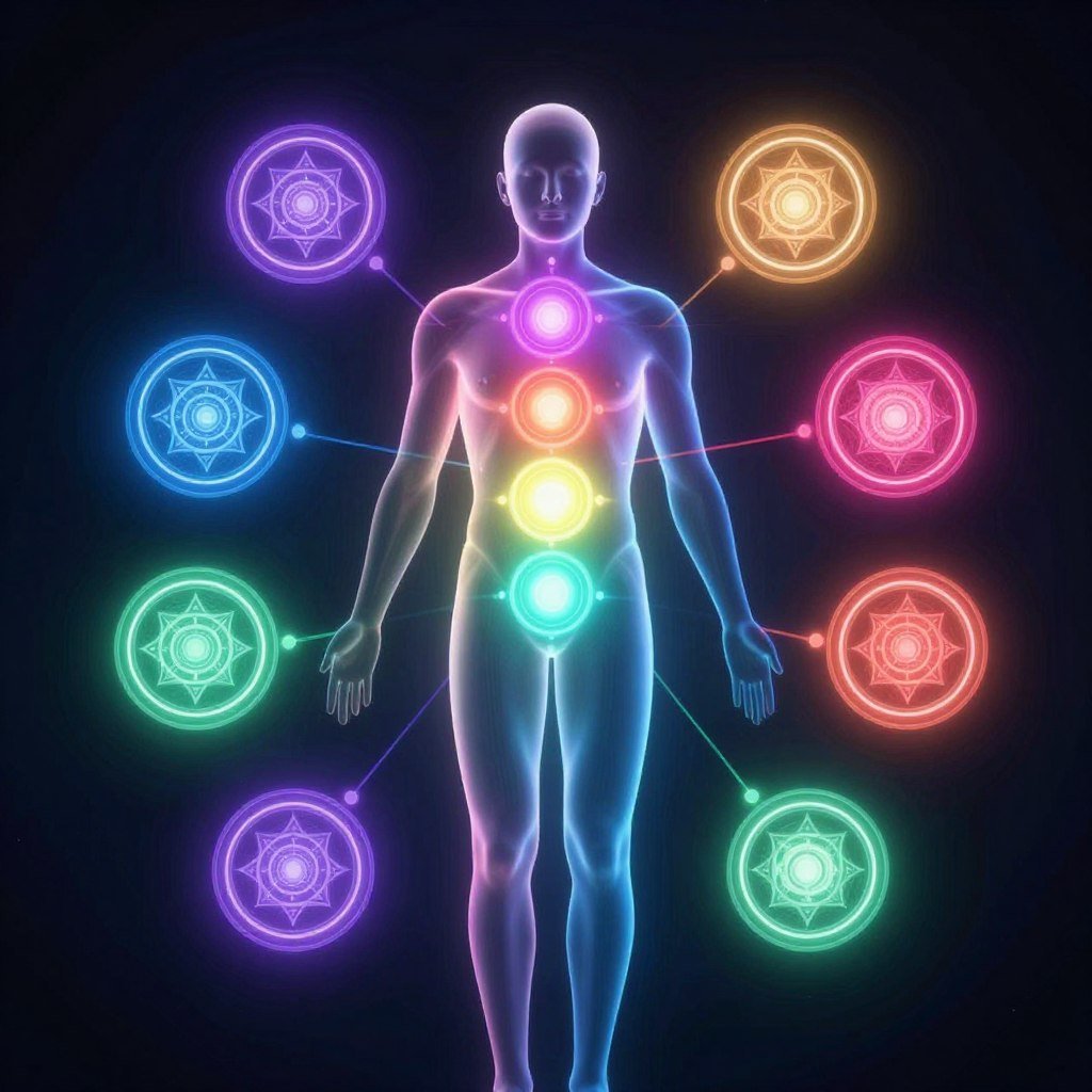 Representación visual de chakras y aura analizados por Metatron Hunter 4025 Representación visual de chakras y aura analizados por Metatron Hunter 4025