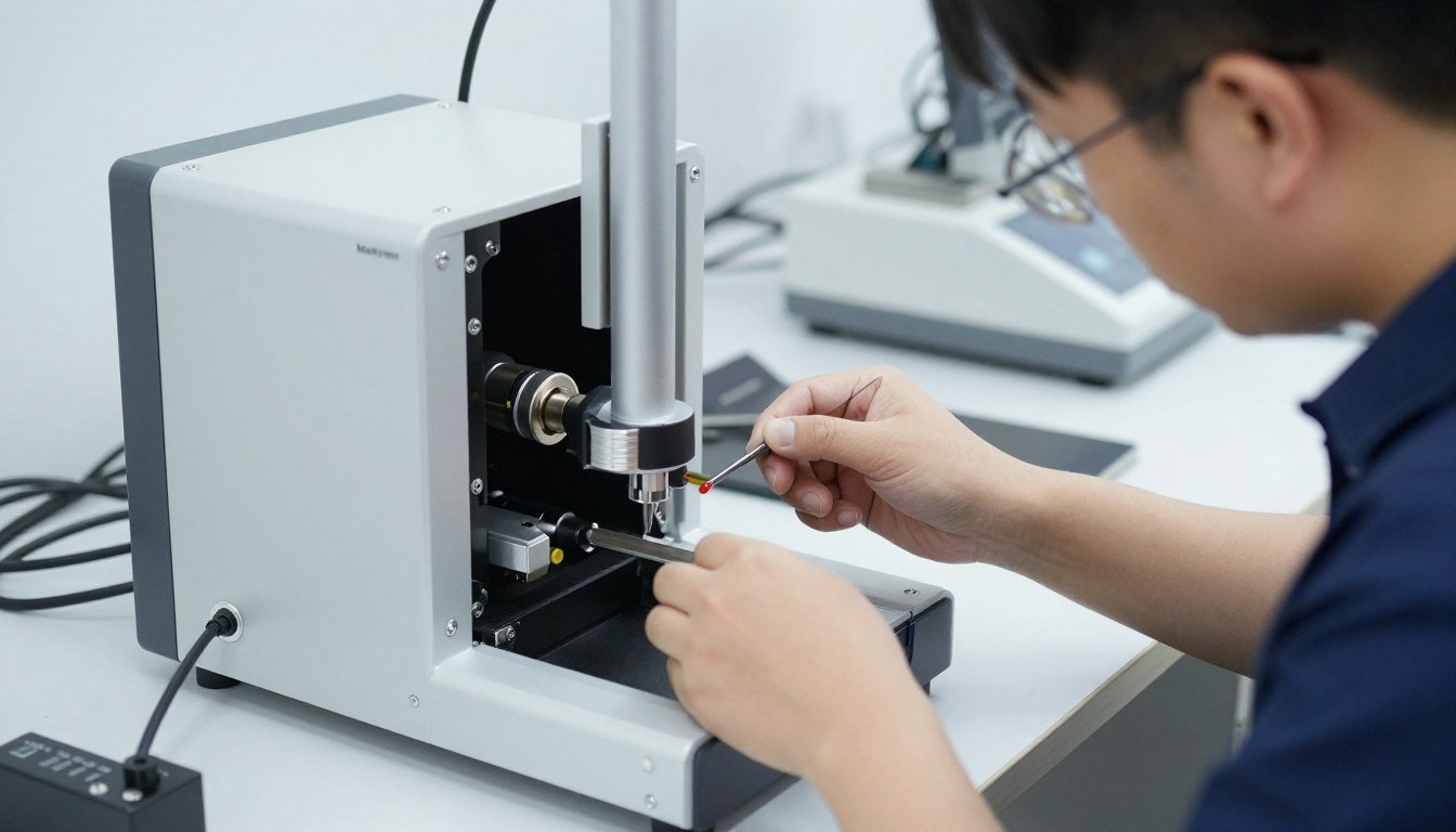 Técnico realizando calibración de precisión en Metatron Hunter 4025 NLS